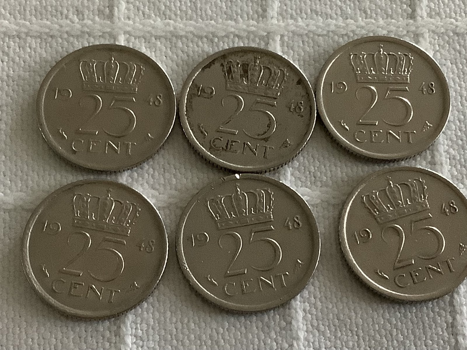 Kwartjes uit 1948, Ophalen of Verzenden, Koningin Juliana, 25 cent, Losse munt