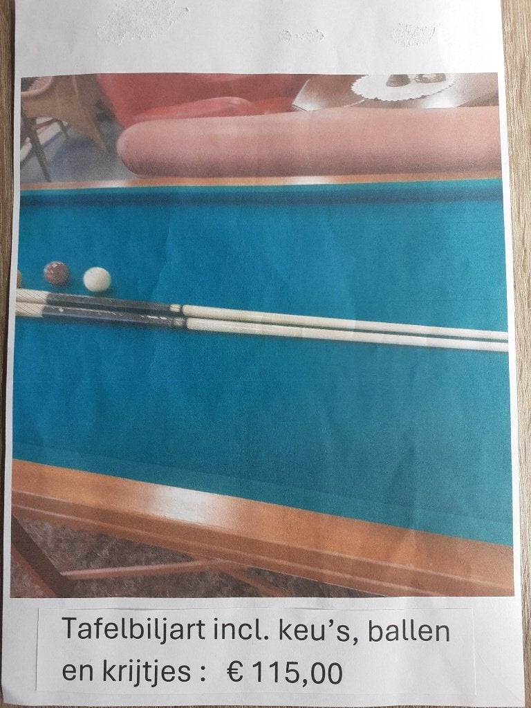 tafelbiljart kompleet, Ophalen, Zo goed als nieuw, Keu of Ballen