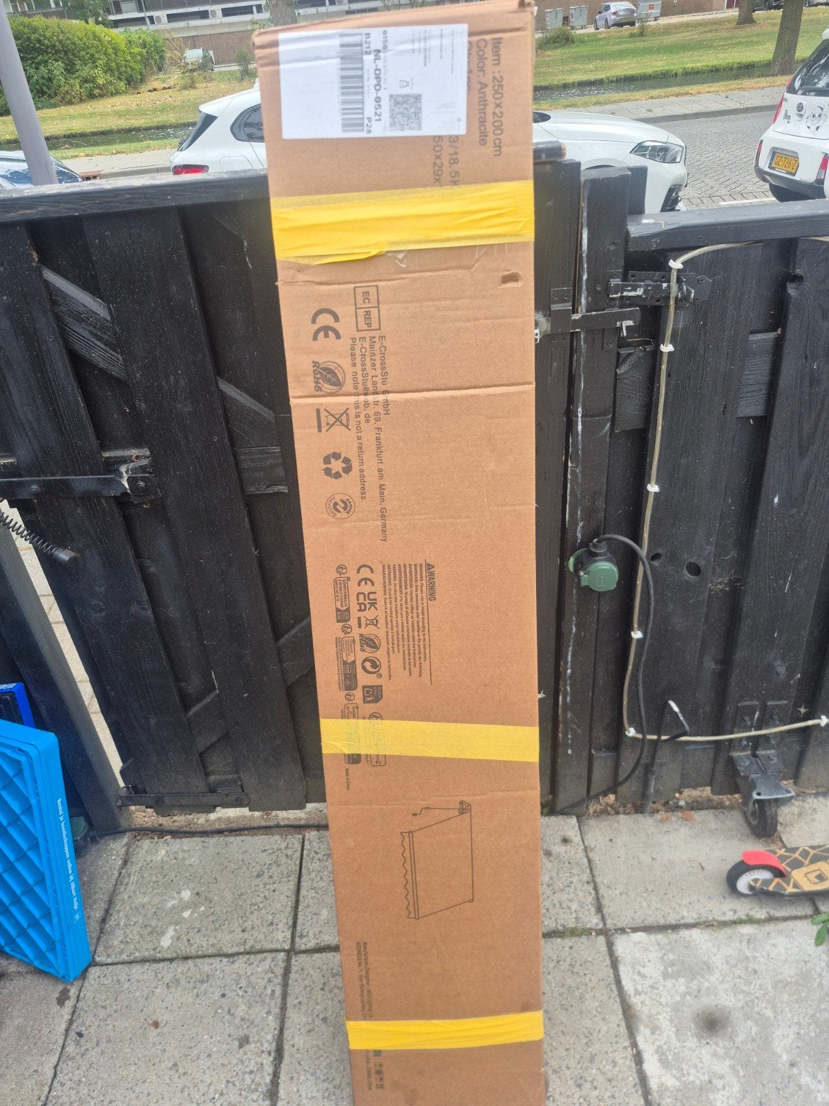 Nieuwe zonwering 250x200cm Antraciet in doos, Tuin en Terras, Zonneschermen, Overige typen, Nieuw, Ophalen of Verzenden, 150 tot 300 cm