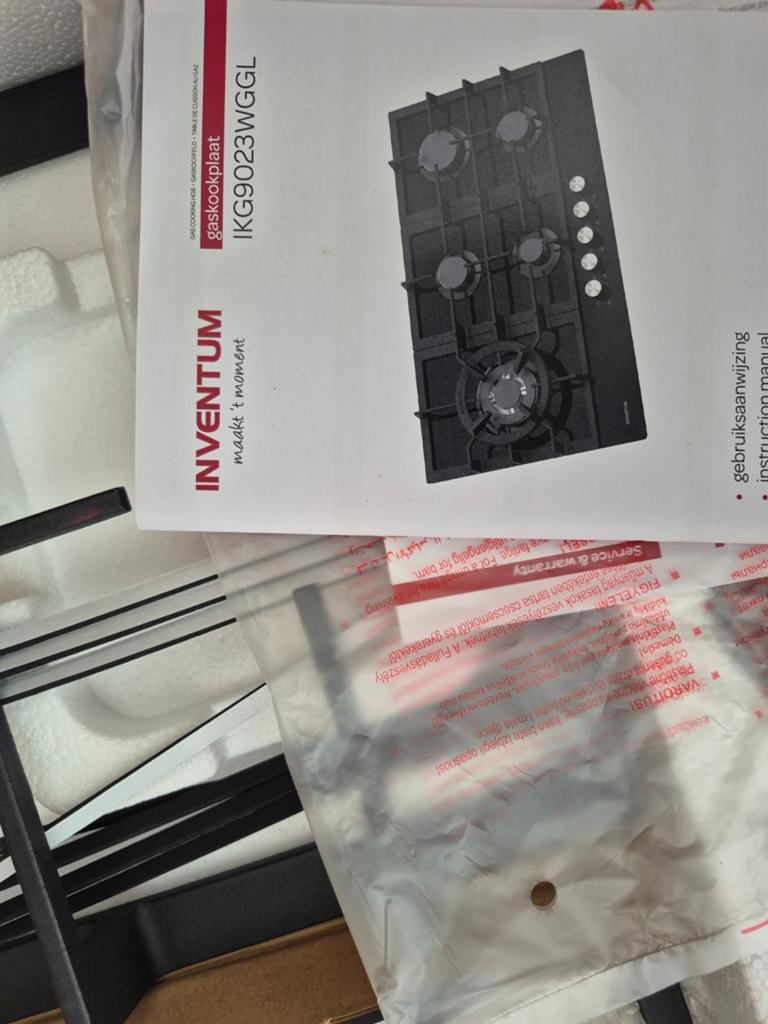 Nieuwe Inventum IKG9023WGGL Gaskookplaat - Inbouw, Ophalen, Nieuw, 4 kookzones, Inbouw