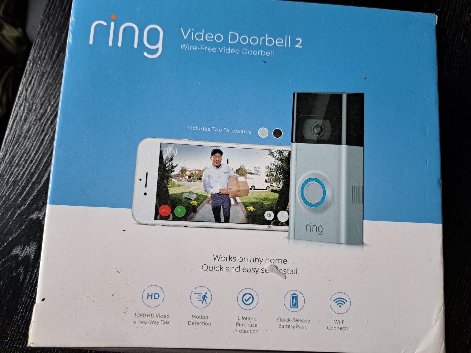 Ring Video Doorbell 2 - Draadloze Smart Deurbel, Ophalen, Bewegingsdetectiesensor, Nieuw, Draadloos