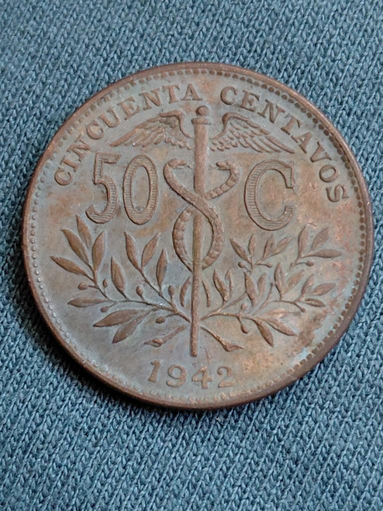 Bolivia 50 Centavos 1942, Verzenden, Zuid-Amerika, Losse munt