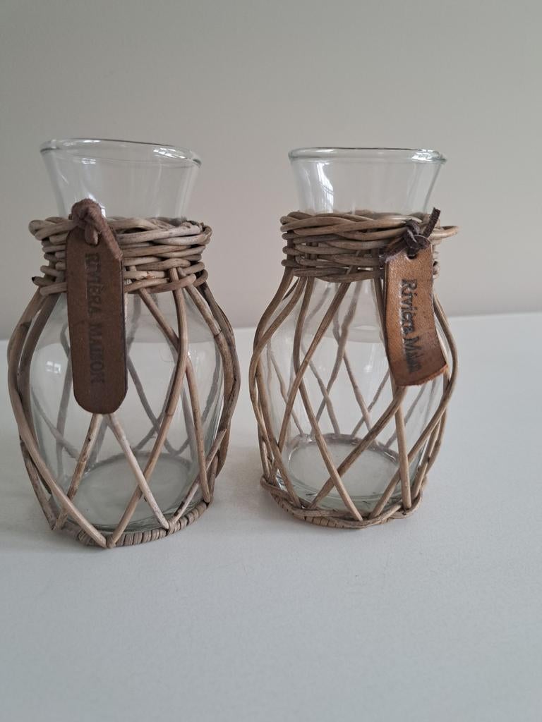 Twee vaasjes Riviera maison, Ophalen, Zo goed als nieuw, Overige materialen, Minder dan 25 cm