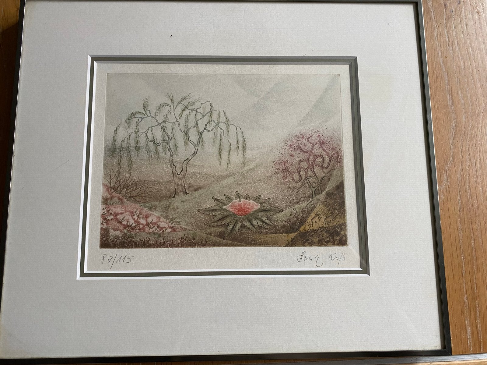 Gesigneerde ets van Heinz Z.Voss, 30x35 cm, Antiek en Kunst, Ophalen of Verzenden, Ets, Gesigneerd