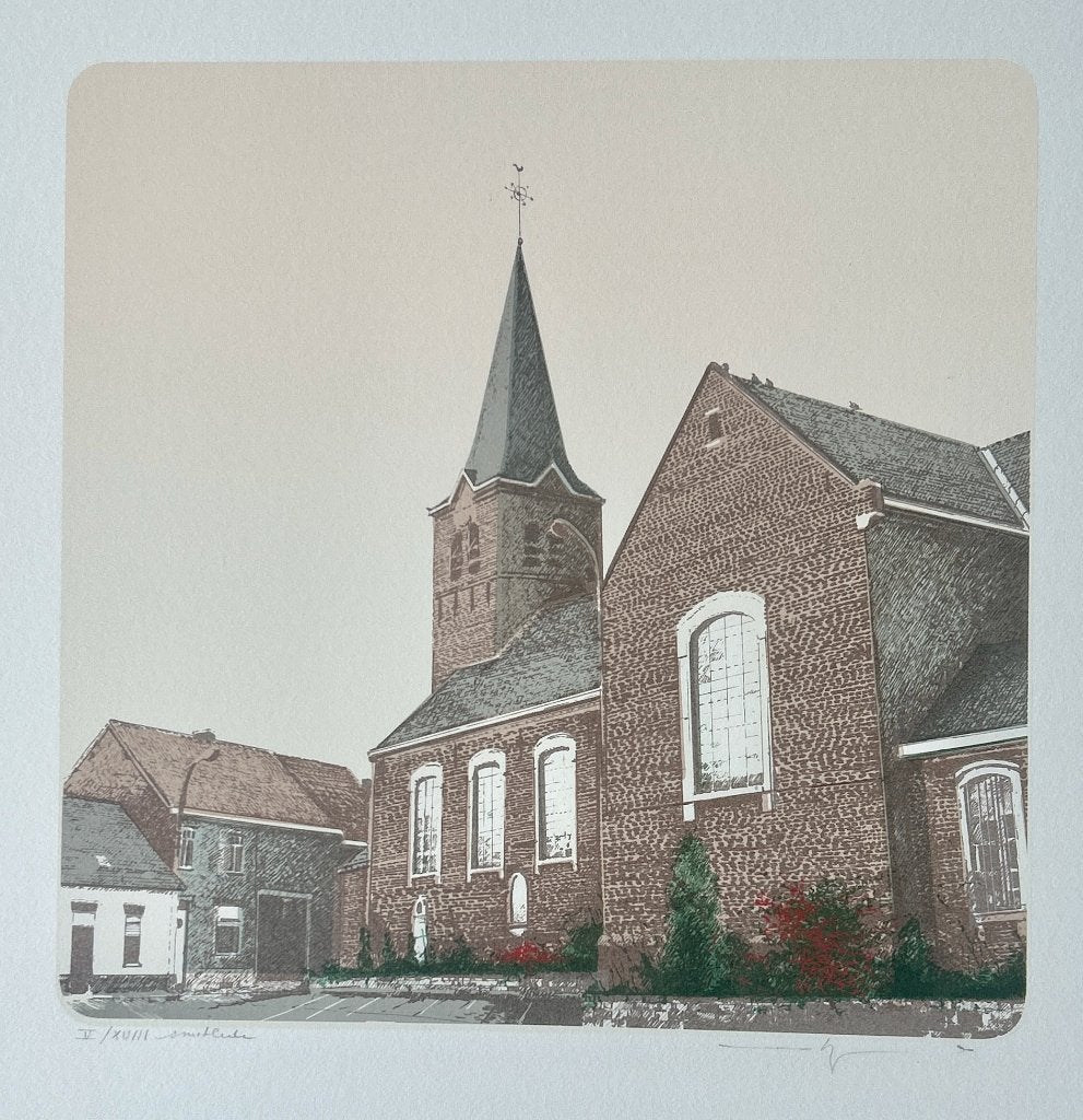 Zeefdruk Martin R. Baeyens - Smet Centre  ZOMEROPRUIMING, Antiek en Kunst, Gesigneerd, Ophalen of Verzenden, Zeefdruk