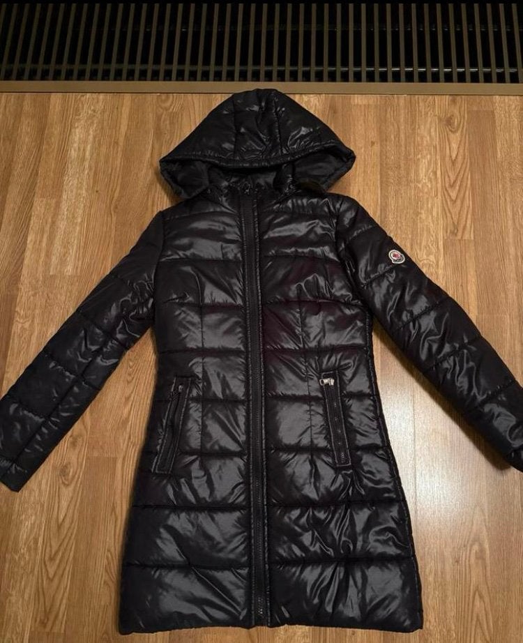Moncler Jas Dames s m shine zwart, Ophalen of Verzenden, Zo goed als nieuw, Maat 38/40 (M), Zwart