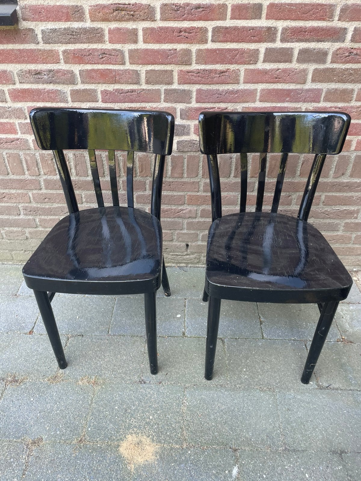 Vintage keukenstoelen, Ophalen, Gebruikt, Twee, Zwart