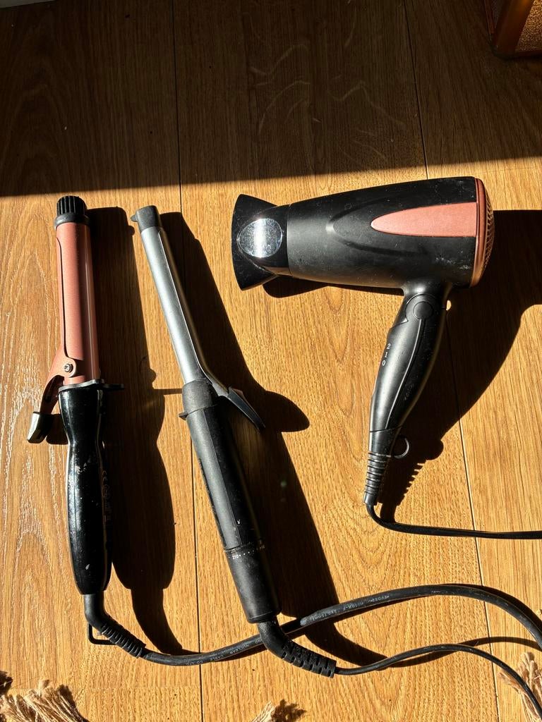 Haarstyling set: föhn, 2x krultang, Verzenden, Gebruikt, Haarverzorging