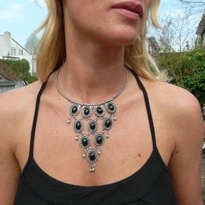 Nieuwe metalen ketting zwart Ibiza stijl, Sieraden, Tassen en Uiterlijk, Ophalen of Verzenden, Nieuw, Zwart, Overige materialen