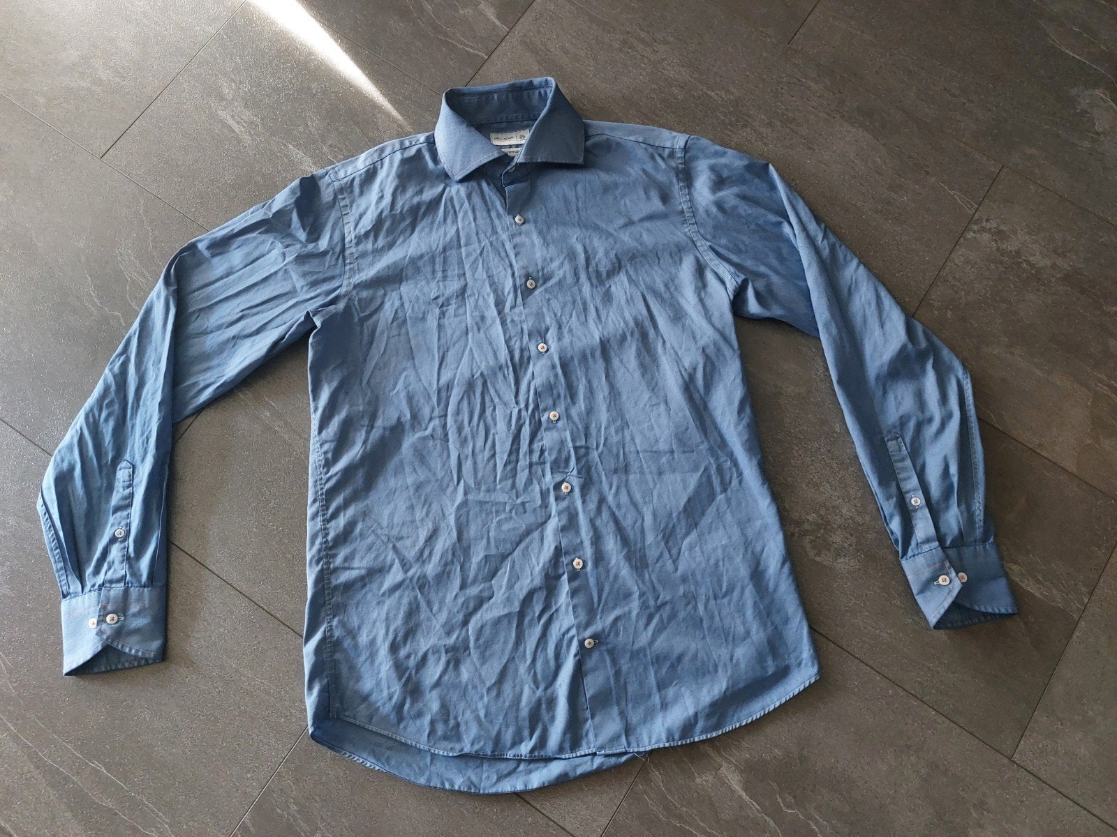 Van Gils Herenoverhemd, Kleding | Heren, Overhemden, Zo goed als nieuw, Halswijdte 39/40 (M), Blauw, Ophalen of Verzenden