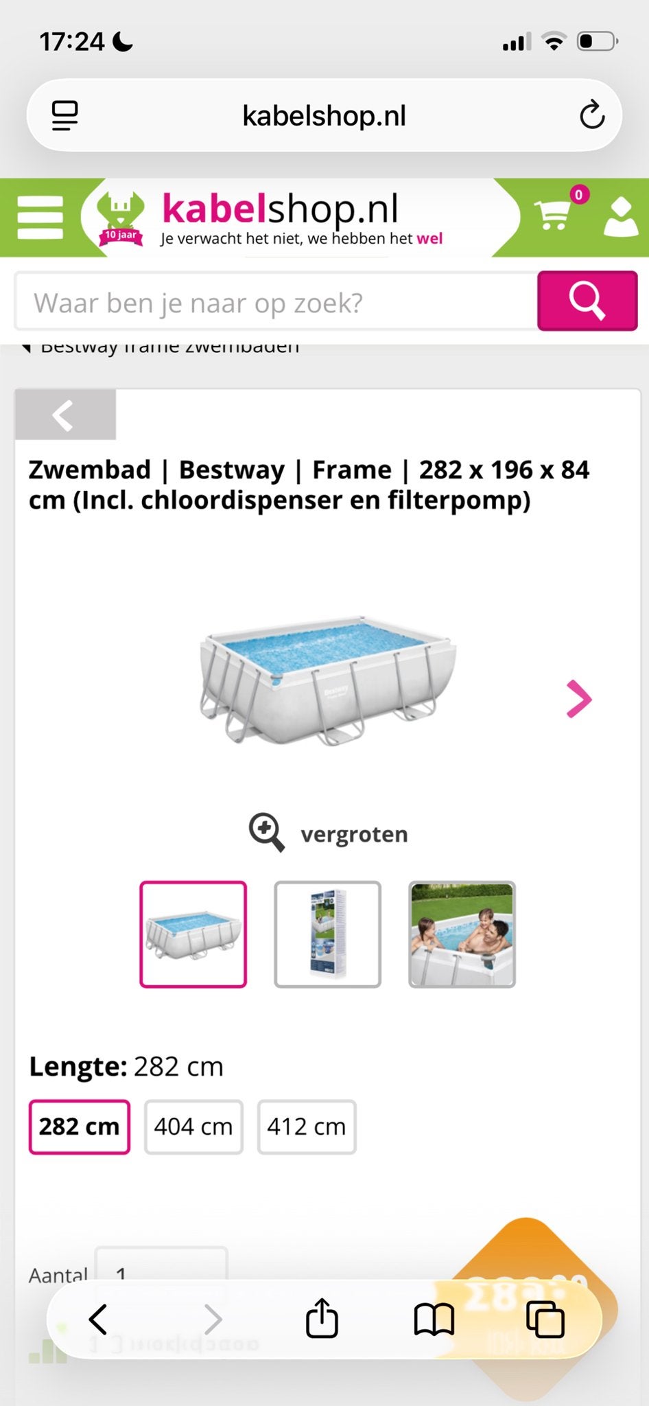 Bestway Zwembad 282x196x84 met warmtepomp en zandfilter, Ophalen, Gebruikt, 80 tot 120 cm, Minder dan 200 cm