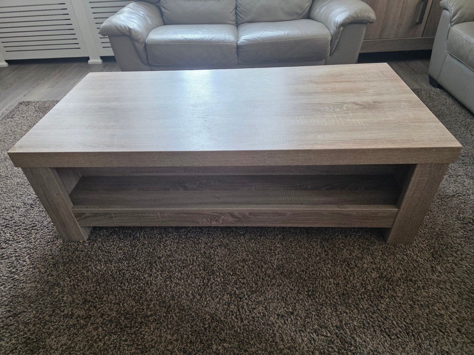 Complete Woonkamerset: TV-meubel, Salontafel, Vitrinekast, Modern, Scandinavisch, Glas, Ophalen of Verzenden, Zo goed als nieuw