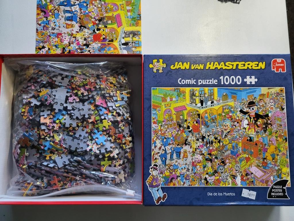Jan van Haasteren puzzel 1000 Dia de los muertos, Ophalen of Verzenden, 500 t/m 1500 stukjes, Zo goed als nieuw