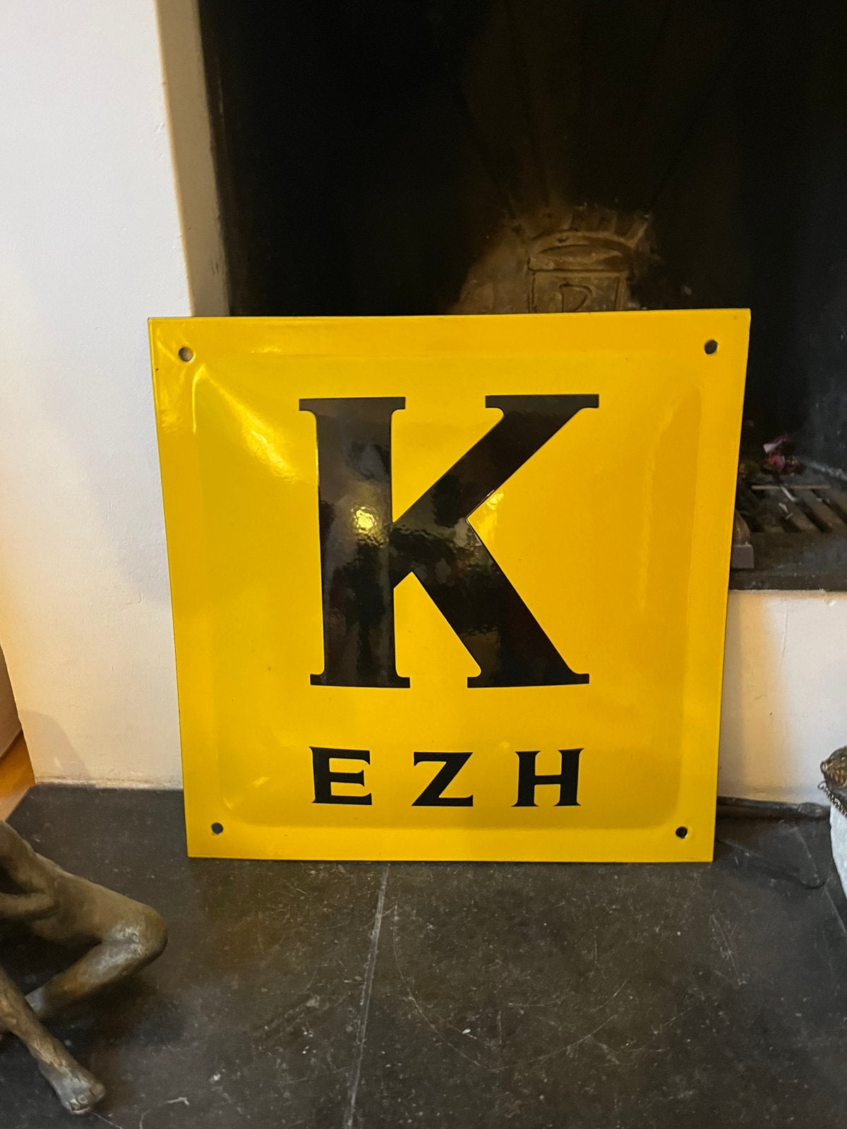 Groot geel PTT-kabel bord, emaille, Ophalen of Verzenden, Zo goed als nieuw, Reclamebord