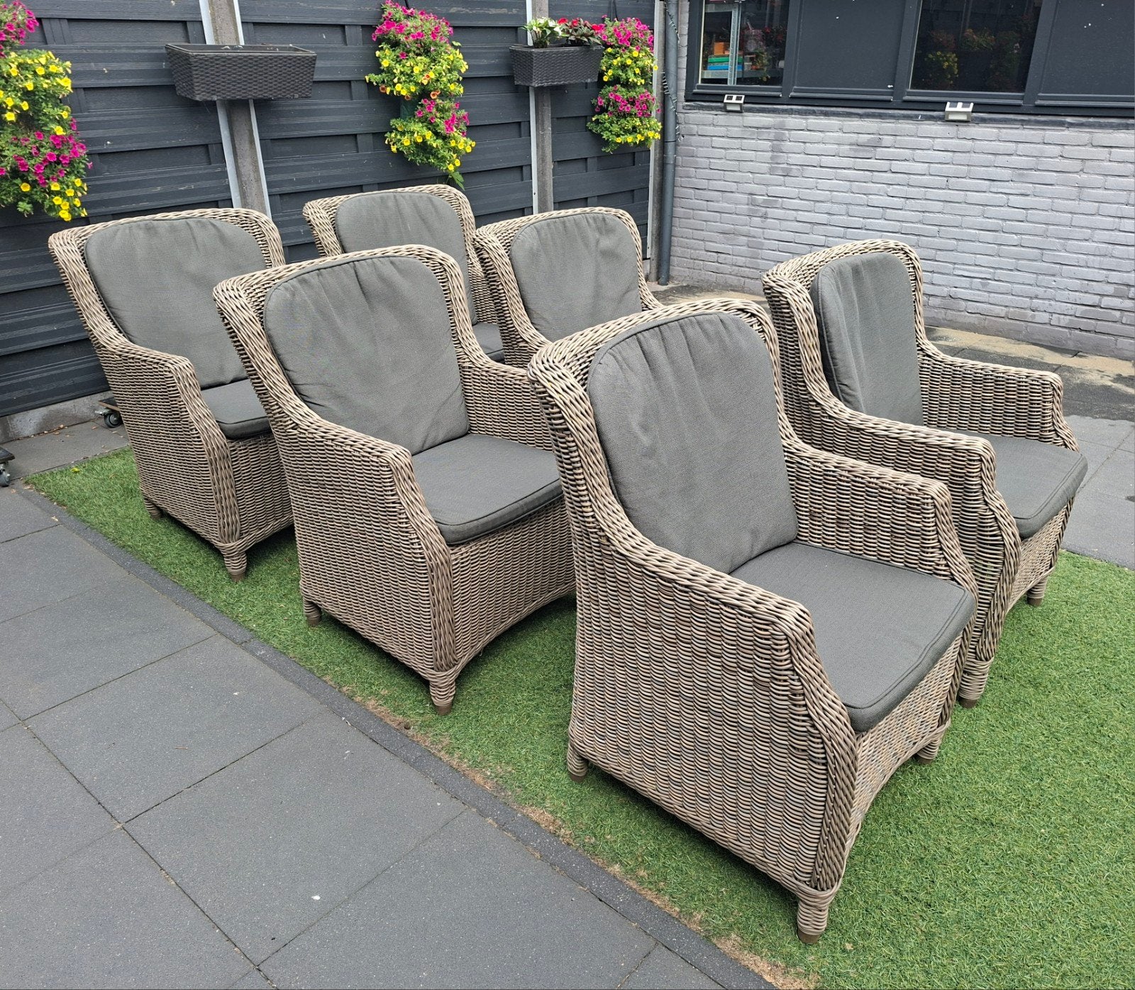 Tuinset 6 prachtige Z.G.A.N. 4SO stoelen nieuwprijs €3534,-, Ophalen, Zo goed als nieuw, Wicker