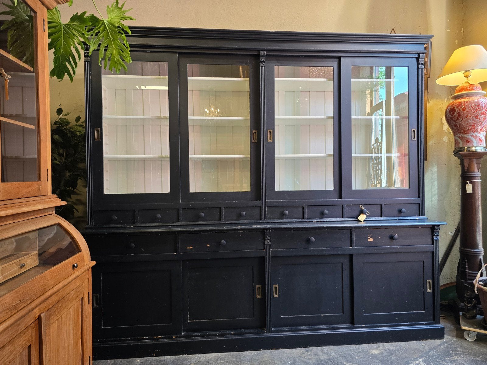 Oud grenen Engelse Winkelkast | Buffetkast | Apothekerskast, Gebruikt, Met deur(en), 200 cm of meer, Grenenhout