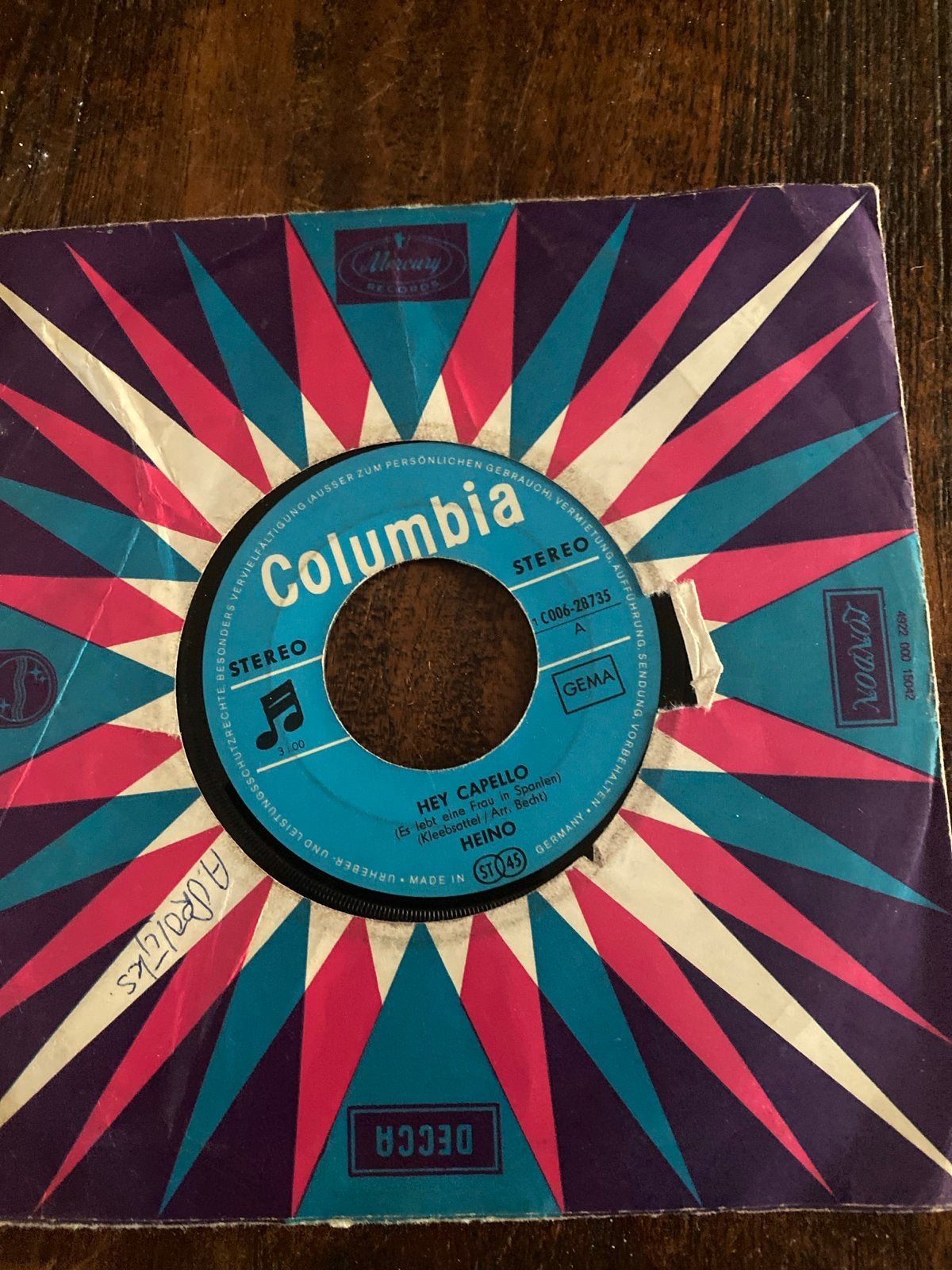 Heino - Hey Capello (single vinyl), Gebruikt, 7 inch, EP, Fotohoes
