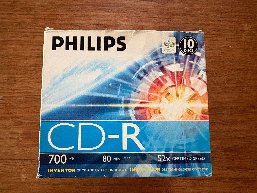 Philips 10 stuks CD-R 80/700 MB, Philips, Herschrijfbaar, Cd, Nieuw
