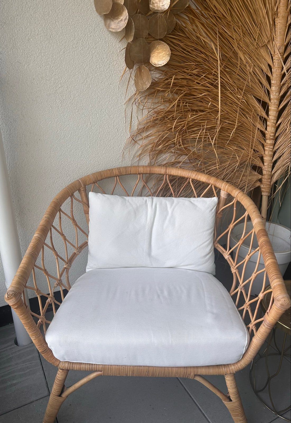 Rotan stoel met kussen, Huis en Inrichting, Stoelen, Gebruikt, Eén, Riet of Rotan, Overige kleuren, Ophalen