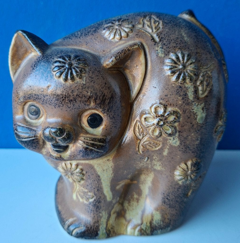 Vintage keramieken spaarpot Kat/Japan, Verzamelen, Spaarpotten, Ophalen of Verzenden, Gebruikt, Steen, Aardewerk of Keramiek, Dier