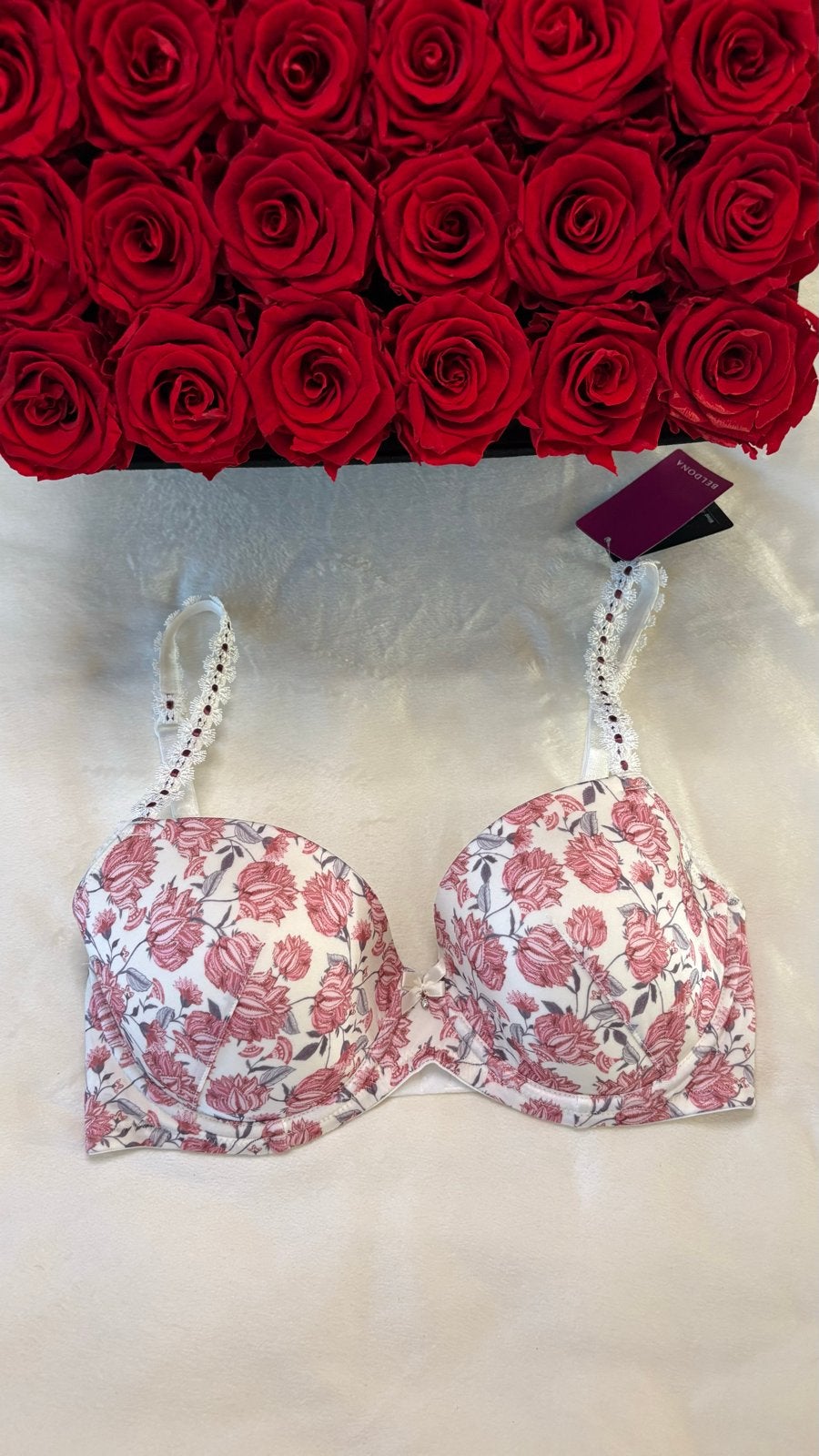 Beldona BH 70D met bloemenprint, Verzenden, Wit, BH