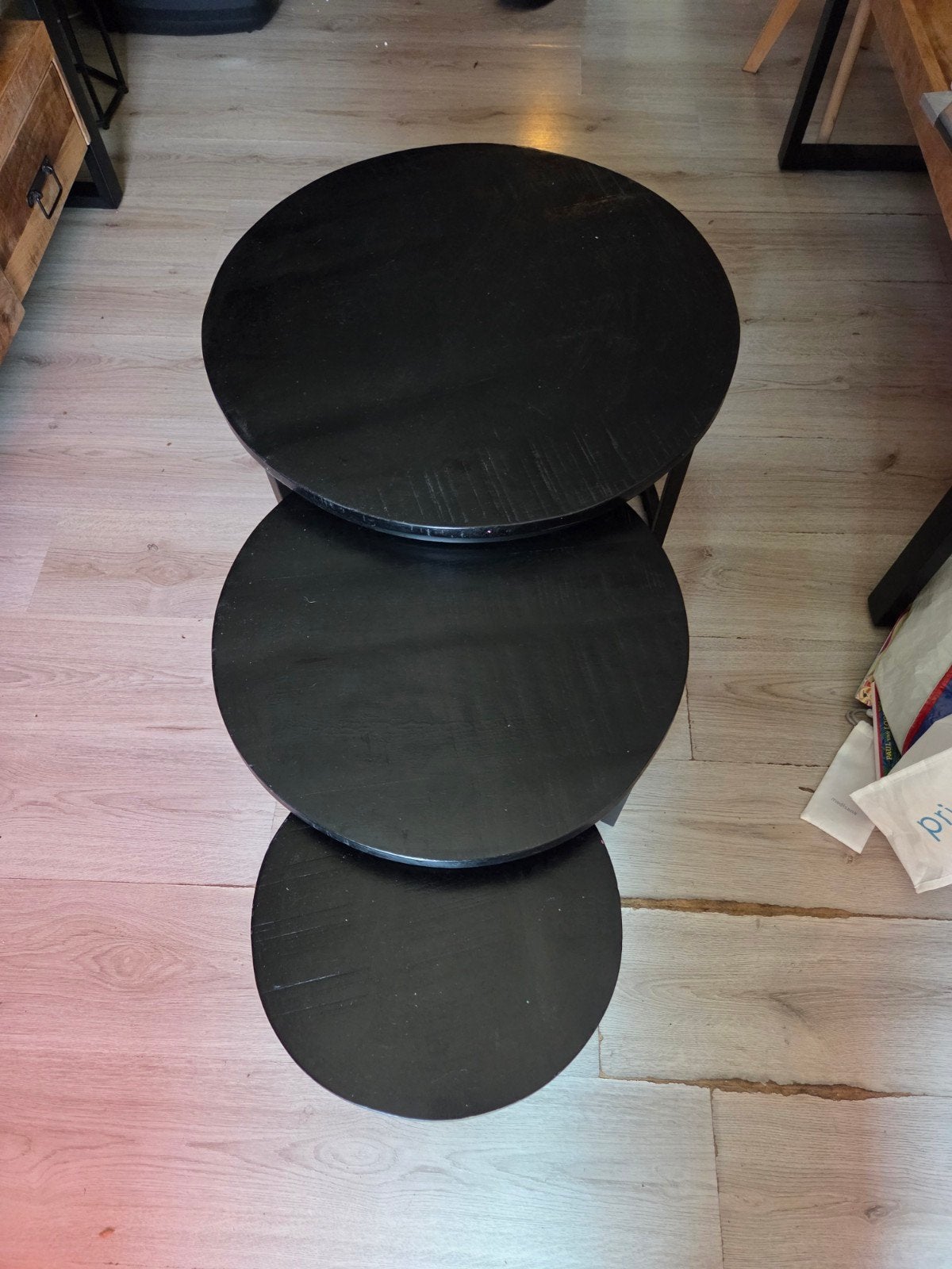 3-delige salontafel set - Zwart, Huis en Inrichting, Tafels | Salontafels, Ophalen, Rond, 50 tot 100 cm, Zo goed als nieuw