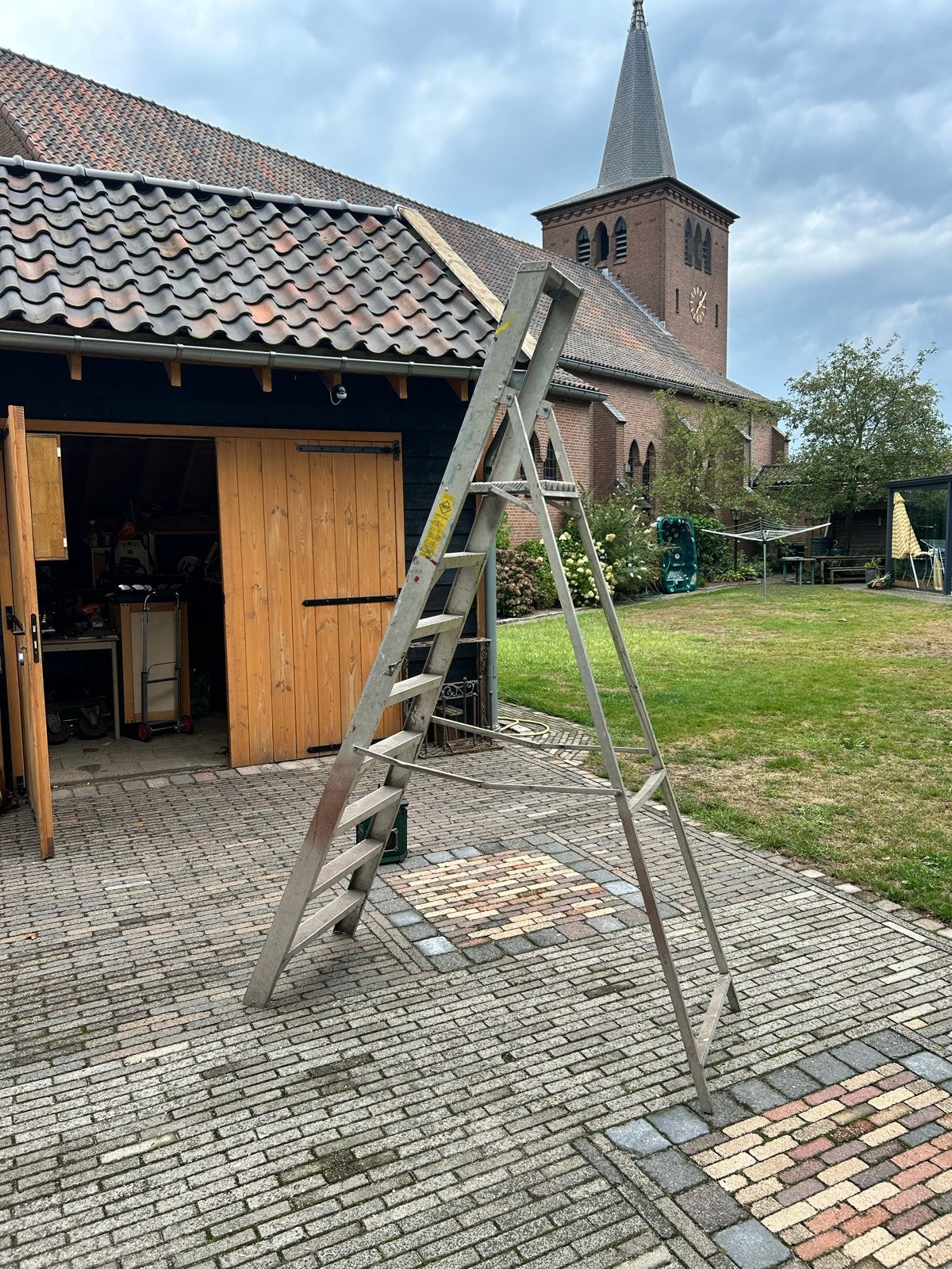 Robuuste Alga Products Ladder/Trap 8 Treden, Stahoogte 176cm, Doe-het-zelf en Verbouw, Ladders en Trappen, Ophalen, Gebruikt, Ladder