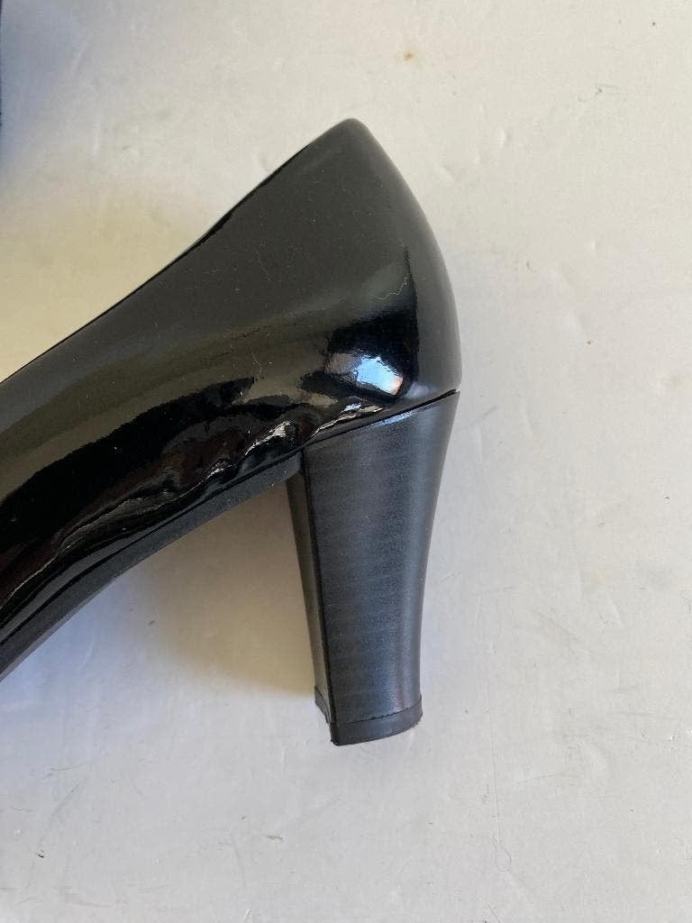K176 Gabor maat 37 lak-leren pumps schoenen hak zwart leer, Zwart, Gabor, Ophalen of Verzenden, Zo goed als nieuw