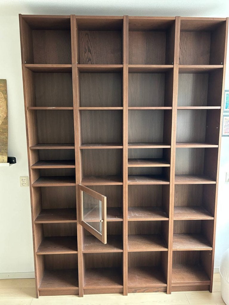 IKEA BILLY boekenkast 4x + bovendelen + deur | bookcase set, Met deur(en), Brown walnut, 200 cm of meer, 150 tot 200 cm
