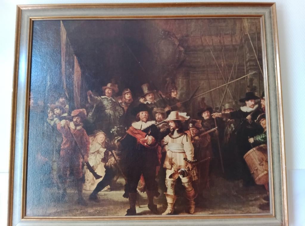 Replica schilderij van de nachtwacht (Rembrandt), Antiek en Kunst, Ophalen