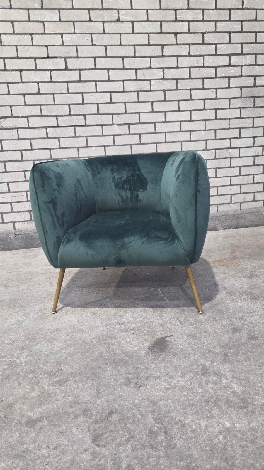 2 Groene velvet stoelen, Ophalen, Rond, Stof, 50 tot 75 cm