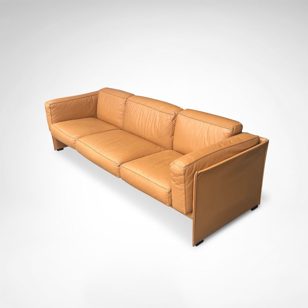 Duc 3-zits bank | Mario Bellini | camel leer | Cassina 1990s, Ophalen, 250 tot 300 cm, Gebruikt, Mid century modern