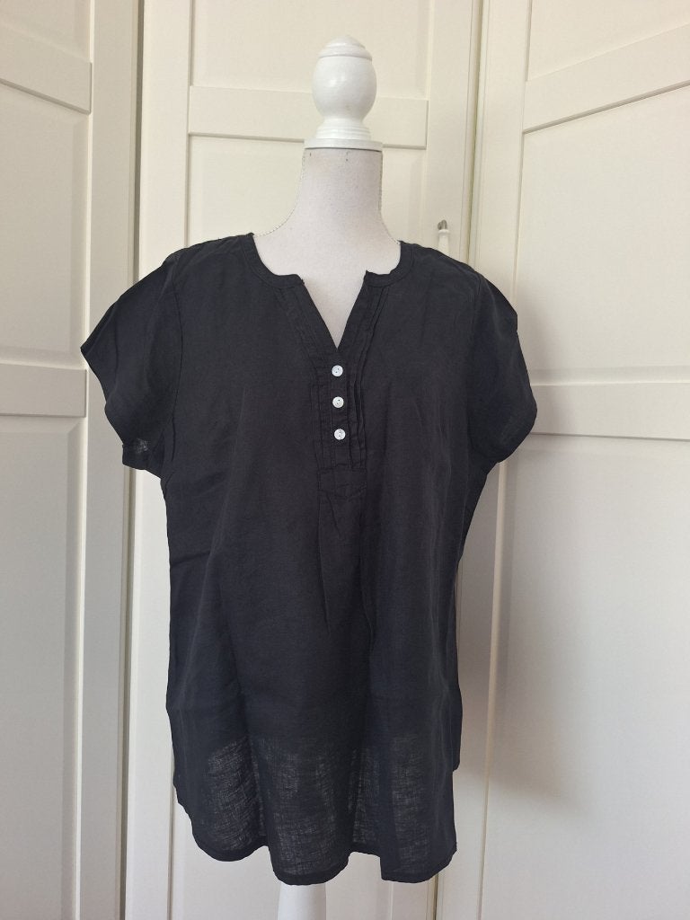 Paprika nieuwe zwarte linnen blouse top,maat 3 (valt als 48), Zwart, Maat 46/48 (XL) of groter, Nieuw, Ophalen of Verzenden