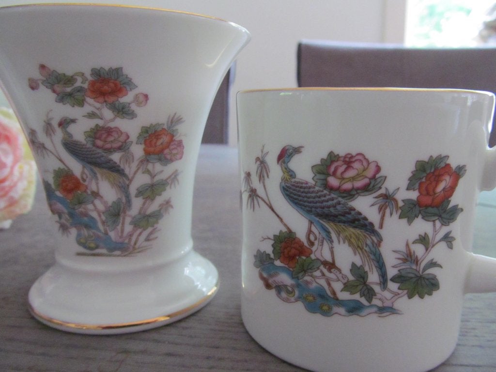 Wedgwood Kutani Crane Kop + Vaasje, Keramiek, Overige typen, Ophalen of Verzenden, Zo goed als nieuw