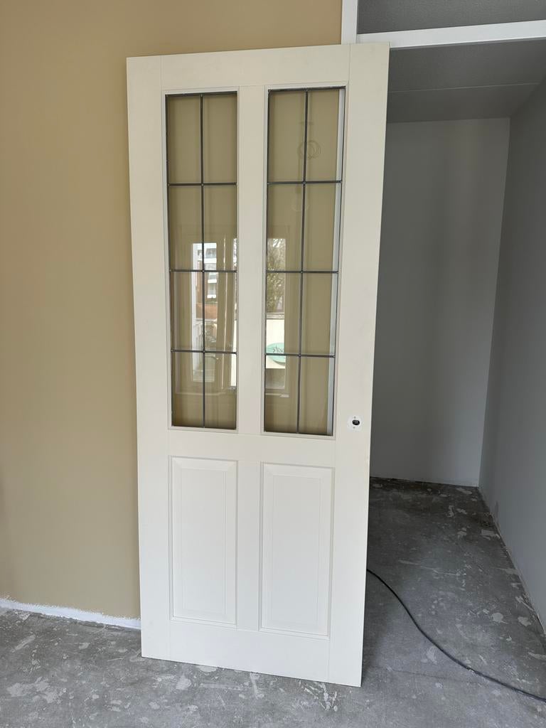 Opdekdeur 88x231,5 glas in lood, Doe-het-zelf en Verbouw, Deuren en Horren, Ophalen, 80 tot 100 cm, 215 cm of meer, Binnendeur