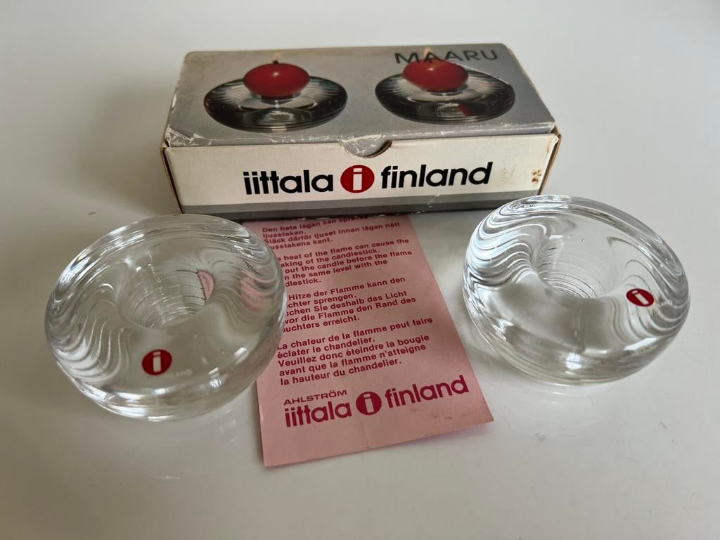 2 Vintage Iittala MAARU ‘Votive’ Tapio Wirkkala incl doos, Ophalen of Verzenden, Zo goed als nieuw, Overige materialen, Minder dan 25 cm