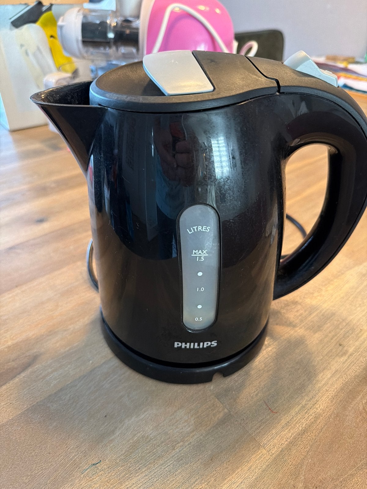 Philips waterkoker - Zwart, 1.5 liter, Witgoed en Apparatuur, Waterkokers, 1 tot 2 liter, Ophalen, Gebruikt, Draadloos