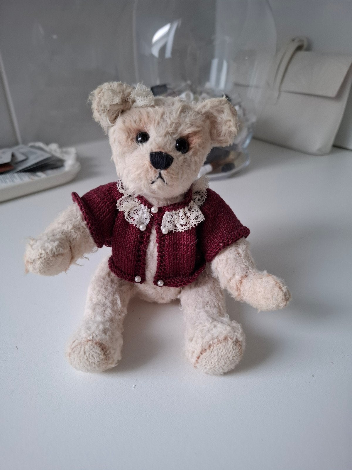 Handgemaakt beertje, Verzamelen, Beren en Cherished Teddies, Ophalen of Verzenden, Zo goed als nieuw, Stoffen beer, Overige merken