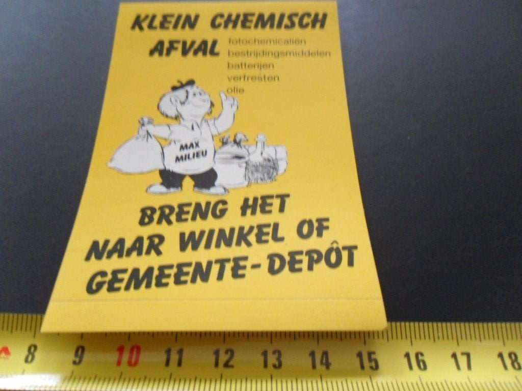 sticker klein chemisch afval naar winkel of gemeente depot, Ophalen of Verzenden, Zo goed als nieuw