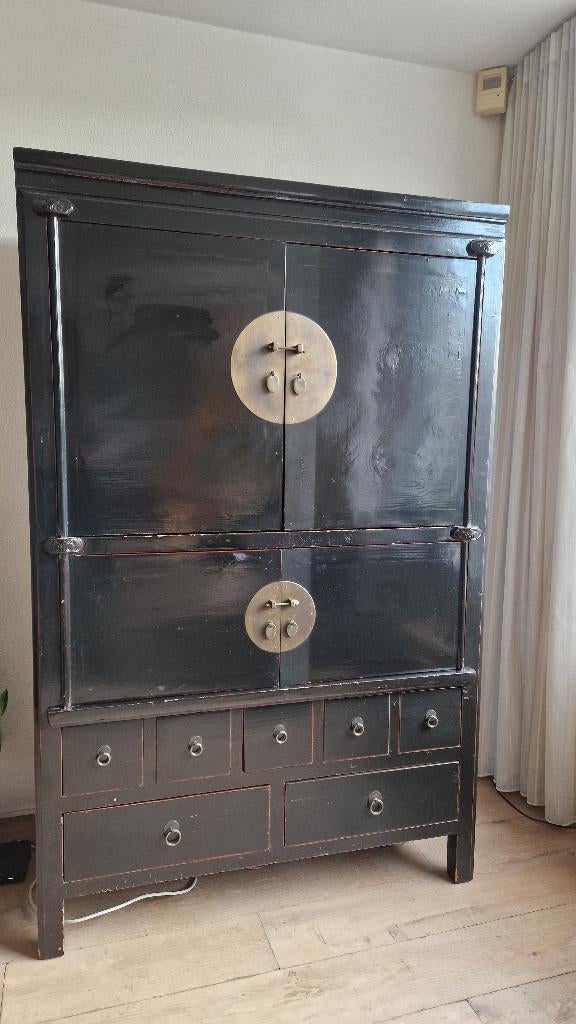Chinese kast zwart, Antiek en Kunst, Antiek | Meubels | Kasten, Ophalen