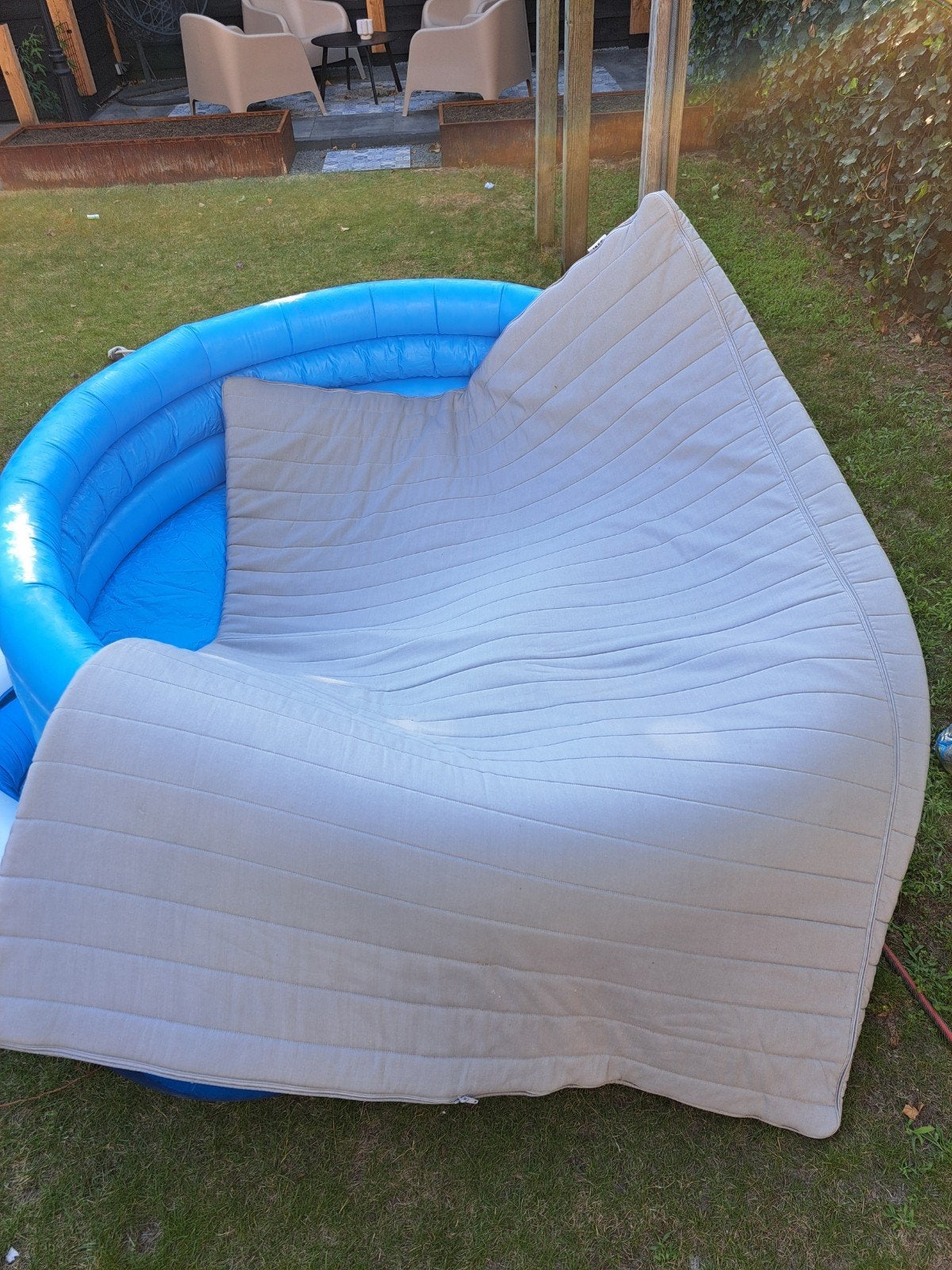 Gratis af te halen bedtopper 140x200cm (uitwasbare hoes), Huis en Inrichting, Zitzakken, Ophalen, Zo goed als nieuw, Grijs