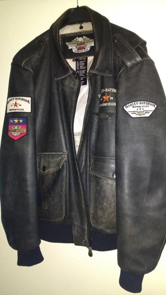 Harley Davidson (lederen jas), Kleding | Heren, Ophalen, Maat 52/54 (L), Zwart, Harley Davidson