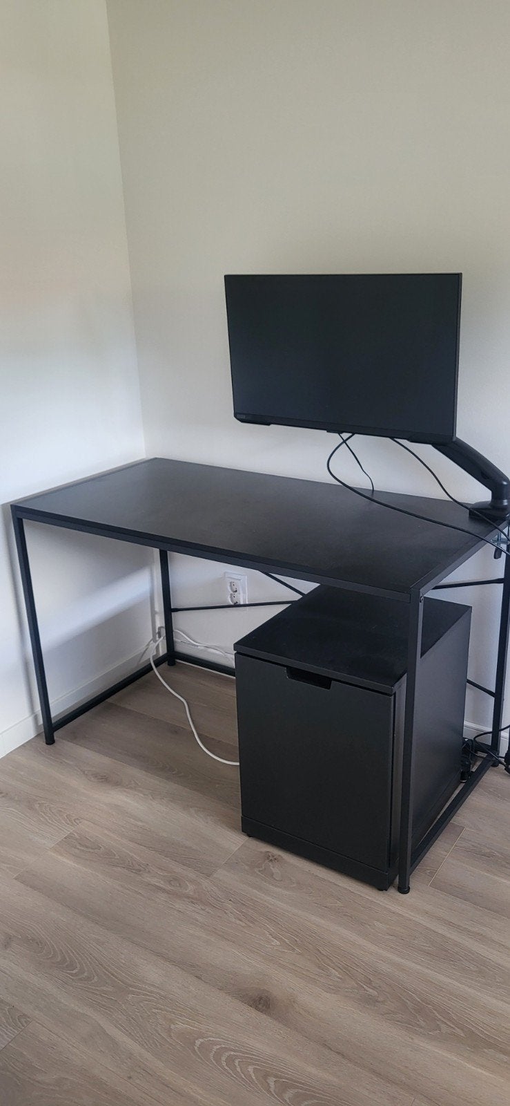 Zwart bureau met ladekast (IKEA Nordli) - 120x60x75cm, Huis en Inrichting, Ophalen, Zwart, Gebruikt, 120 cm