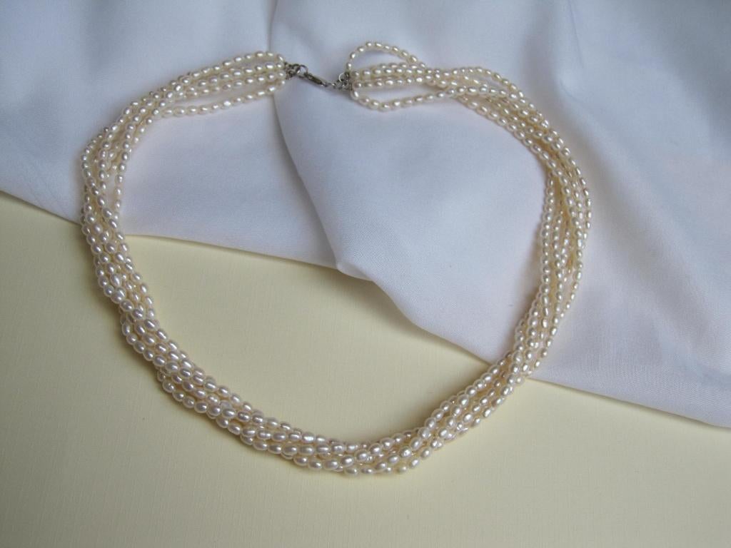 Ketting antiek 6 strengen zoetwater/ zilveren slot, Sieraden, Tassen en Uiterlijk, Antieke sieraden, Verzenden, Overige materialen