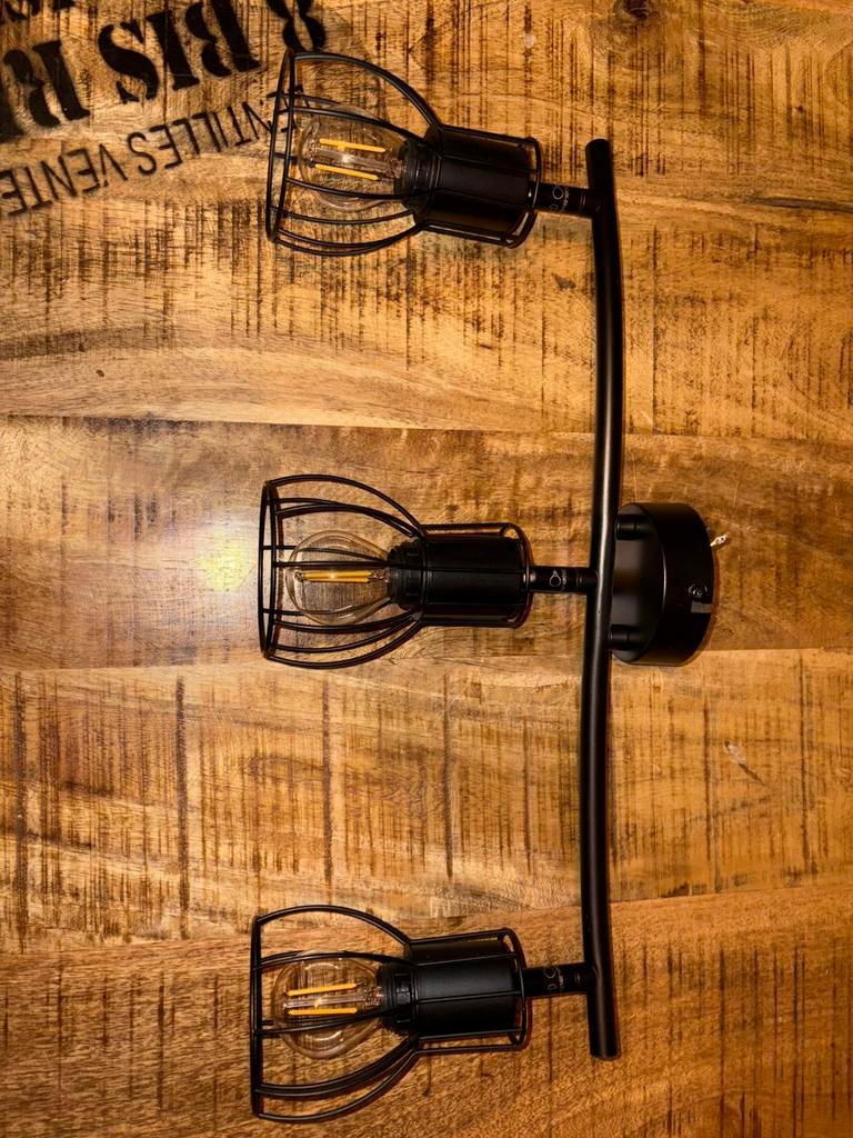 Plafondlamp QAZQA (zwart, industrieel, 45cm), Huis en Inrichting, Lampen | Plafondlampen, Ophalen, Zo goed als nieuw, Metaal, Industrieel