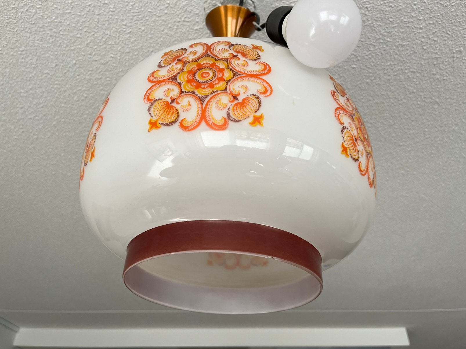 hanglamp van glas jaren 60 - 70 vintage, Ophalen, Gebruikt, Glas, E27 (groot)