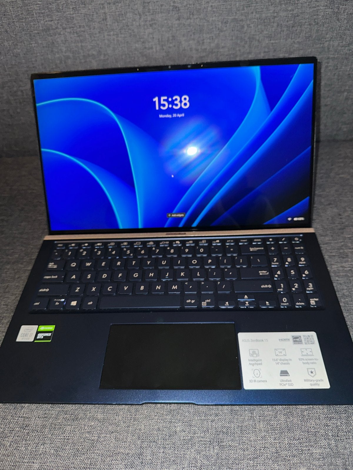 ASUS Zenbook 15" 4K i7 16GB RAM met videokaart, Met videokaart, Ophalen of Verzenden, Zo goed als nieuw, Gaming