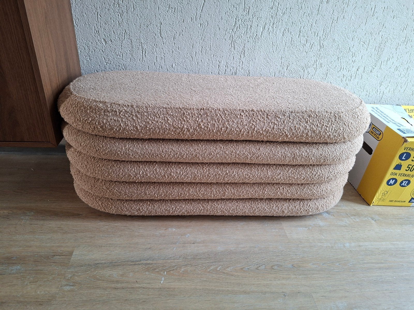 Beige teddy opbergkist, Ophalen, Zo goed als nieuw, Rond, Minder dan 50 cm
