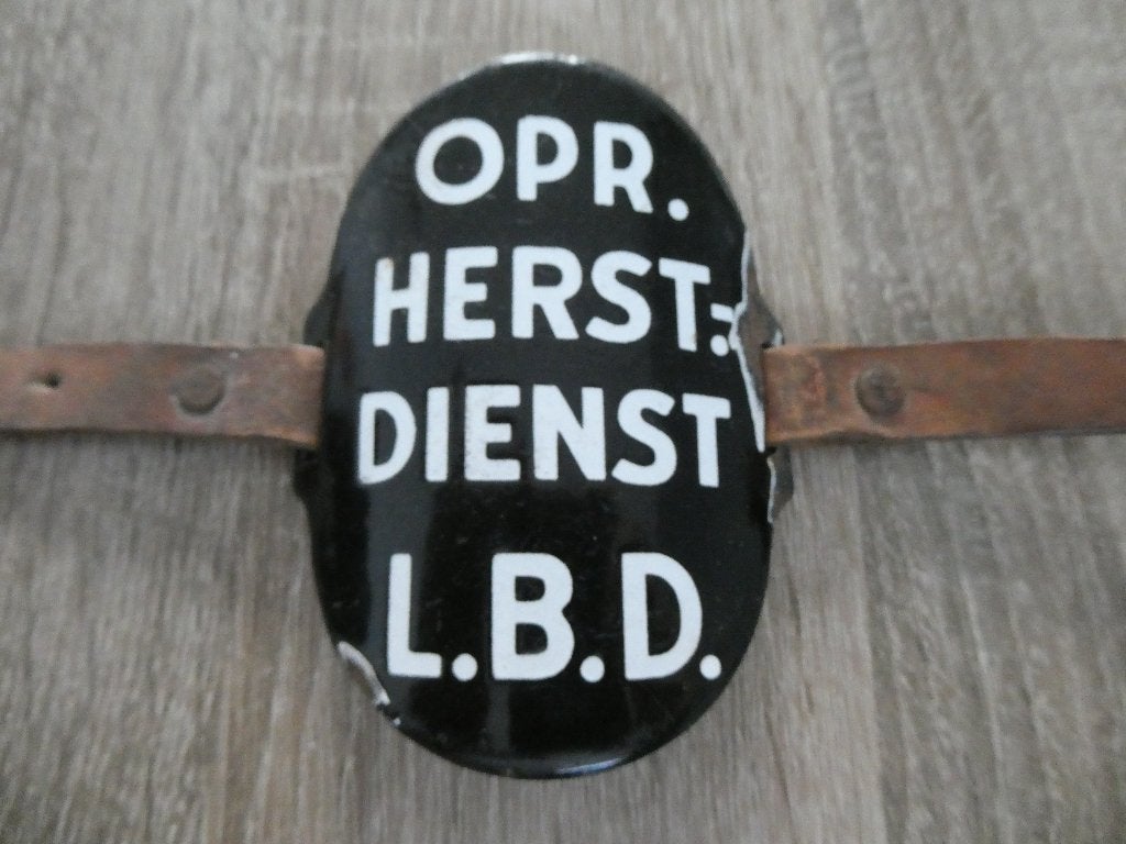 LBD emaille schildje Opruim Hersteldienst, Ophalen of Verzenden, Overige soorten, Nederland, Embleem of Badge