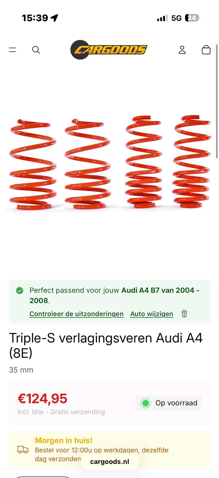 Verlagingsveren audi a4 b7, Eén persoon, Cadeaubon